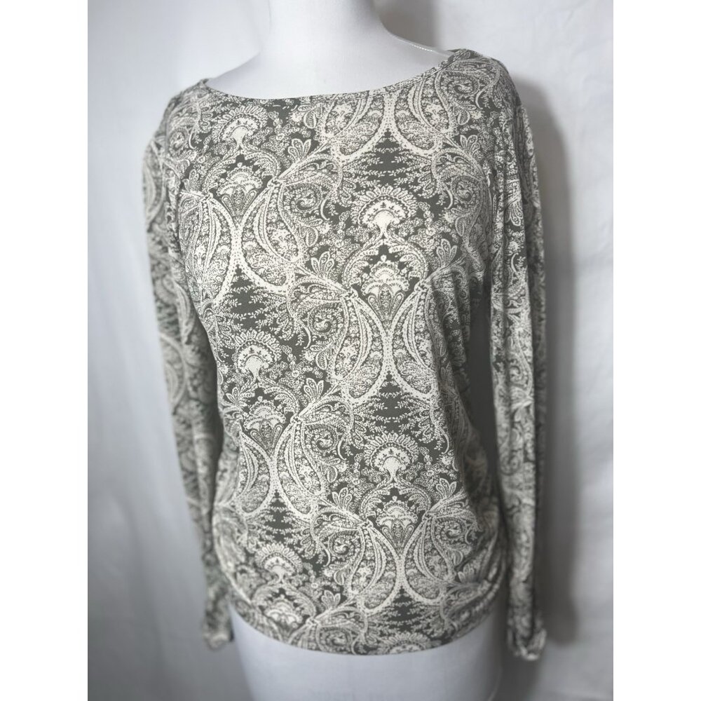C‎ Est 1946 Green Paisley Knit Cinched Top Women’s Size Medium